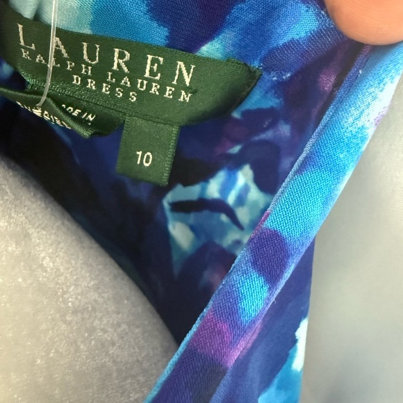 Lauren Ralph Lauren Blue Sheath Midi Dress V-Neck Sleeveless Size 10 - Picture 2 of 8
